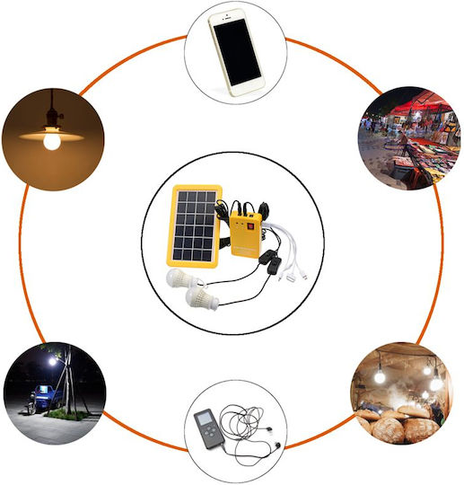 Portable Solar Panel Kit Ubx 2 X 1 W Bulbs Radio Mobile Phone Charging Function Ip33 Plastic