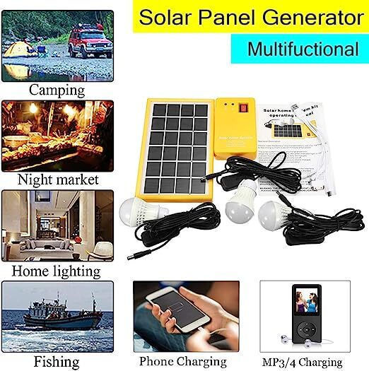 Portable Solar Panel Kit Ubx 2 X 1 W Bulbs Radio Mobile Phone Charging Function Ip33 Plastic