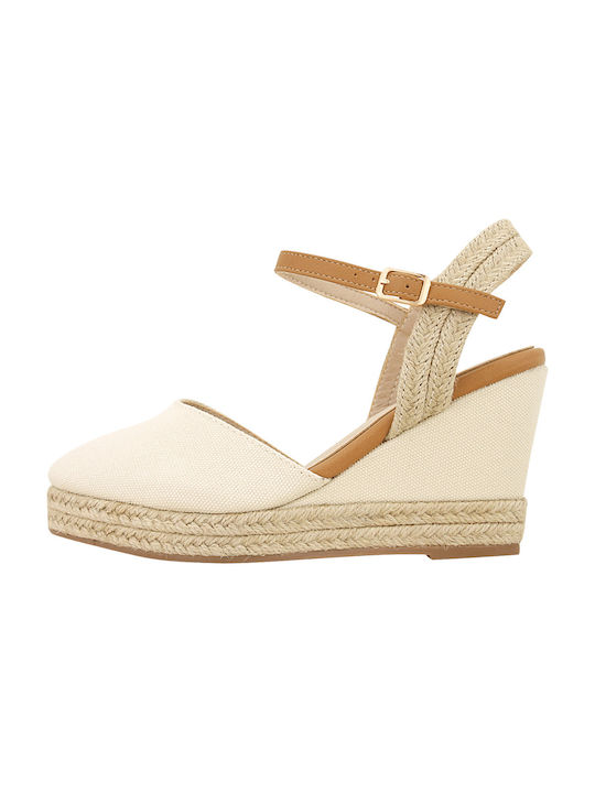 Gianna Kazakou Women's Fabric Platform Espadrilles Beige