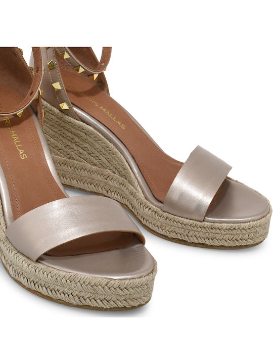 Women's Leather Platform Espadrilles Beige