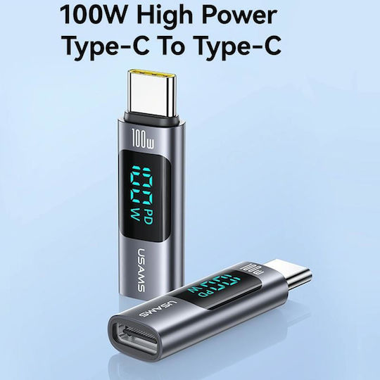 Usams USB-C Männlich Zu USB-C Weiblich Konverter Grau 1 Stück US-SJ682