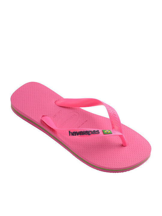 Havaianas Brasil Logo Neon Flip Flops Ροζ
