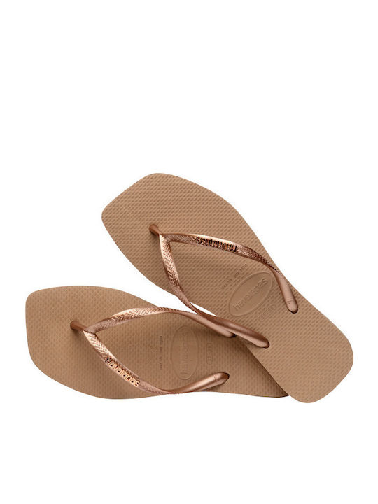 Square Logo Metallic Flip Flops In Pink Colour