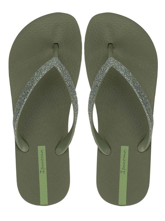 Chic Damen Zehentrenner mit Plattformen in Khaki Farbe