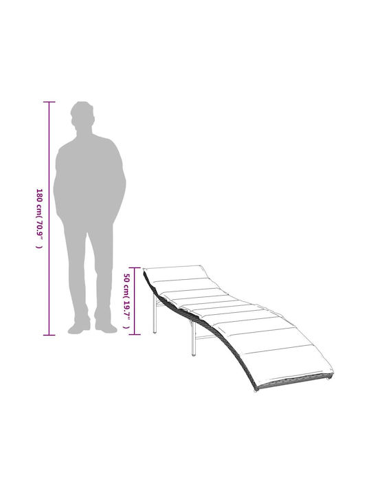 Ξαπλώστρα Rattan με Μαξιλάρι Γκρι 199x55x50εκ.