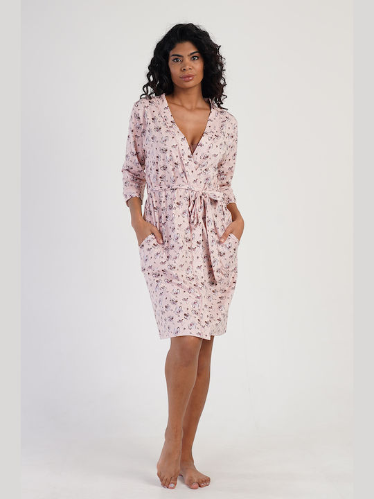 Vienetta Secret Sommer Damen Baumwolle Robe Rose Vienetta