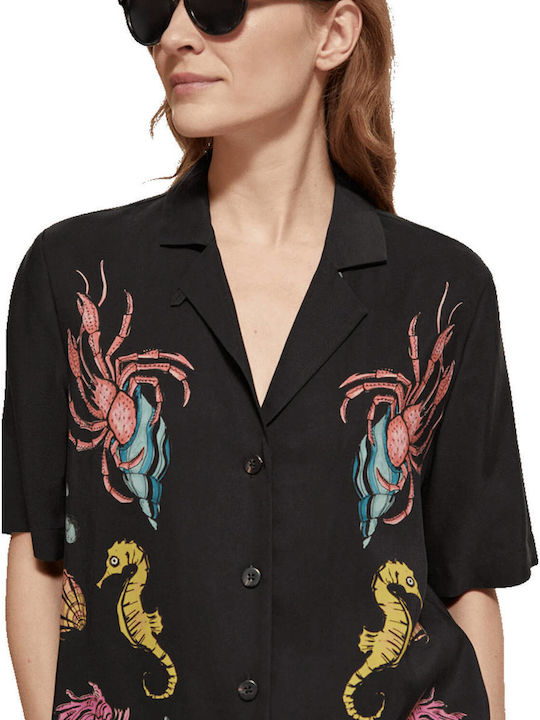 Scotch & Soda Women's Short Sleeve Shirt Black