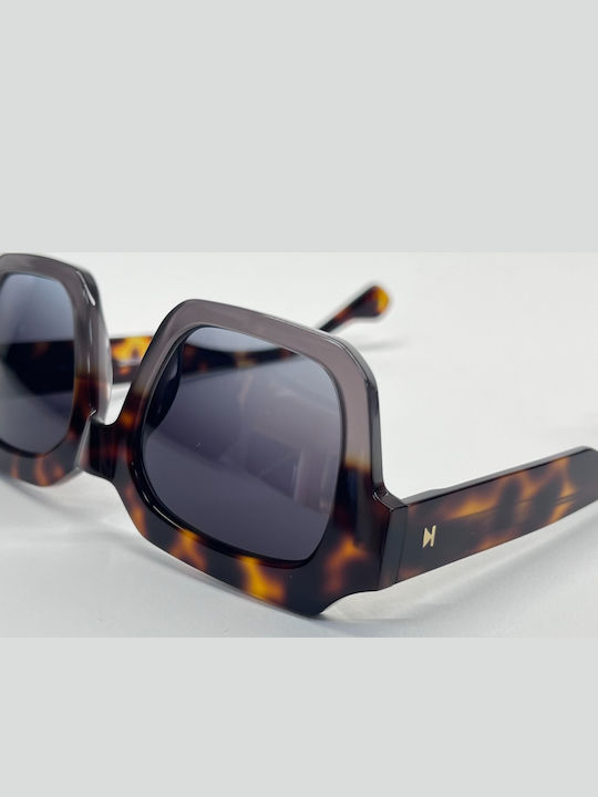 Kreuzbergkinder Unisex Sunglasses with Brown Tartaruga Plastic Frame and Gray Gradient Lens OLD FASHIONED C4 51