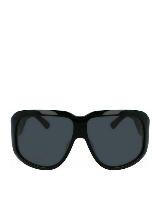 Longchamp Women's Sunglasses with Black Plastic Frame and Black Lens