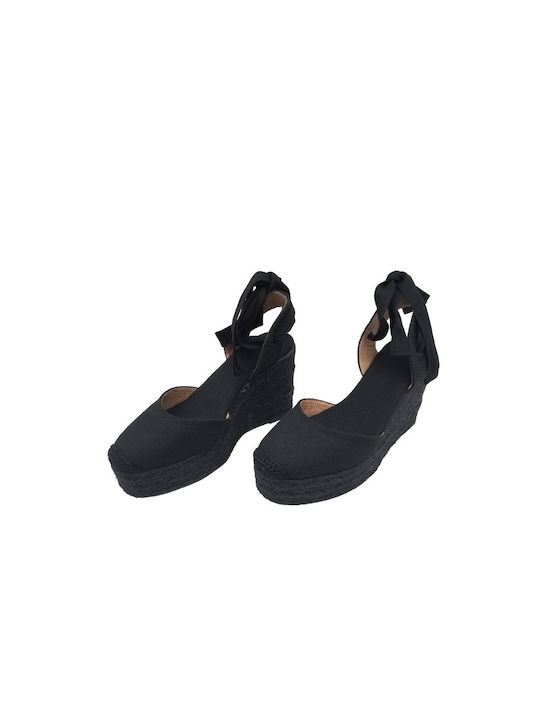 Alta Moda Anatomice Platforme dama în stil espadrile Negre