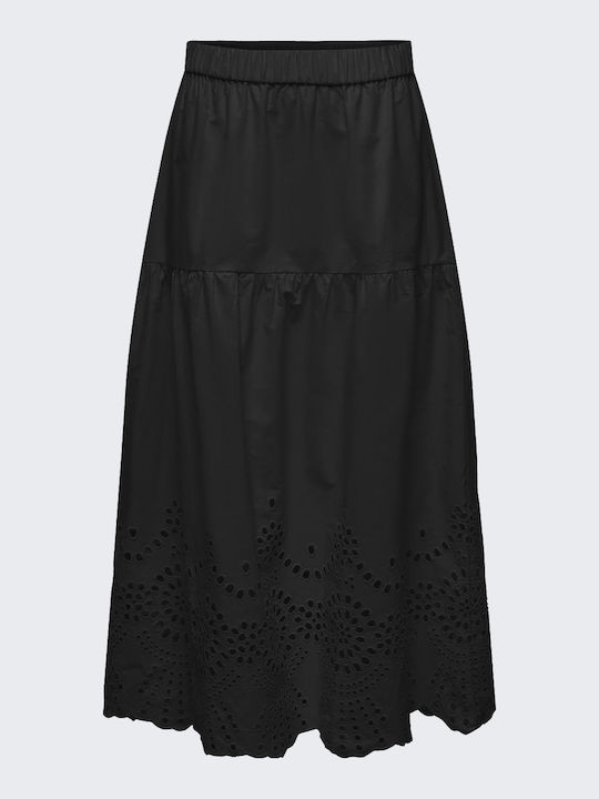 Only High Waist Midi Skirt in Black color