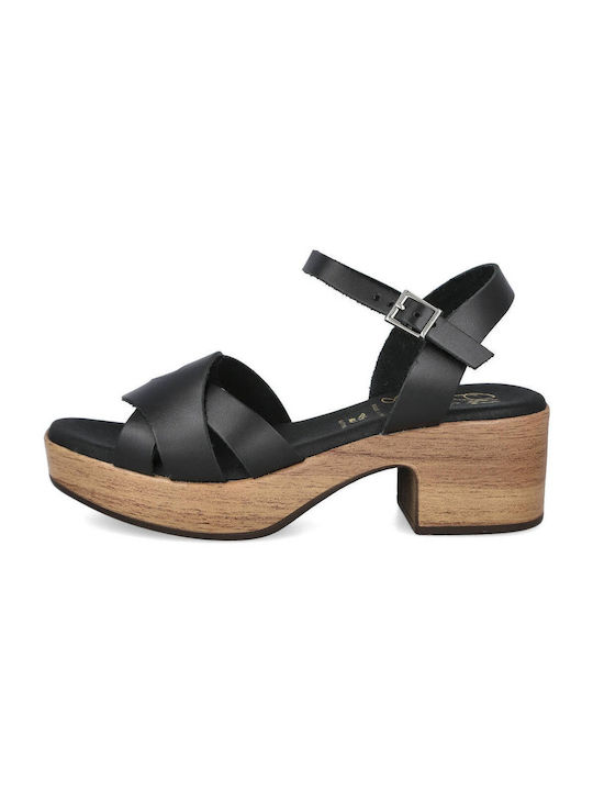 Oh My Sandals Piele Sandale dama cu Toc Mediu in Culorea Negru