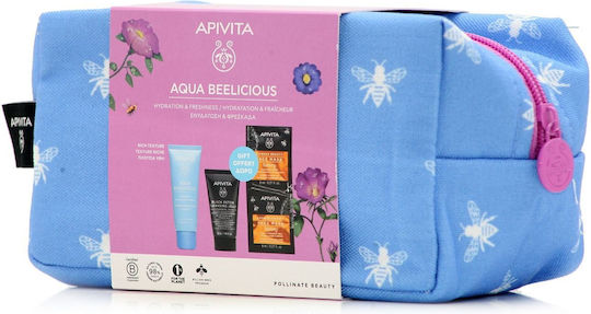 Apivita Aqua Beelicious Skin Care Set for Facial Cleaning & Moisturizing 4pcs