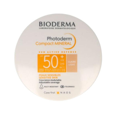 Bioderma Photoderm Compact Mineral Wasserfest Sonnenschutz Pulver Für das Gesicht SPF50 mit Farbe Light 10gr