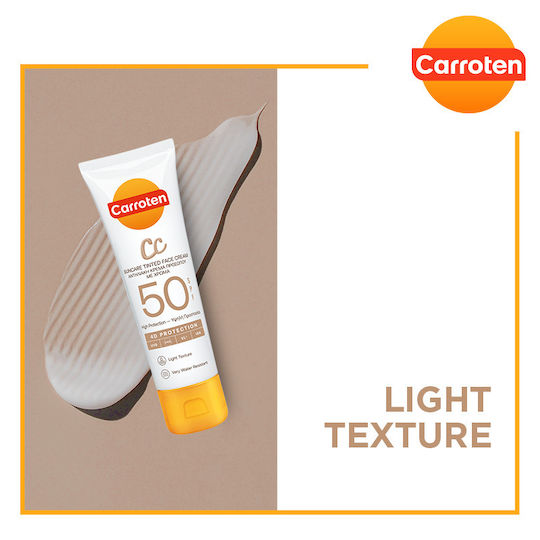 Carroten Водоустойчив Слънцезащитен Крем за Лице SPF50 с Цвят 50ml