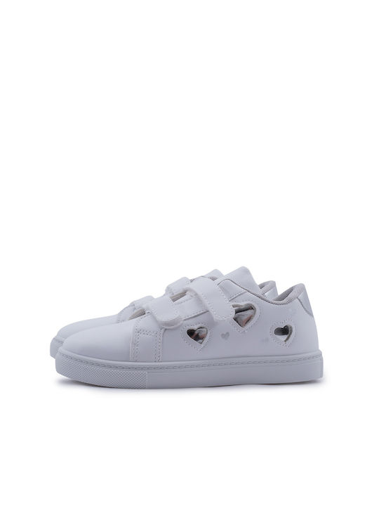 Love4shoes Kids Sneakers with Scratch White