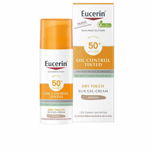 Eucerin Sun Protection Αντηλιακό Gel Προσώπου SPF50 με Χρώμα Medium 50ml