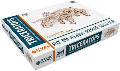 Eco Wood Art Построителна дървена игра Mechanical Model Triceratops