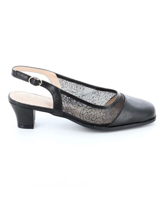 B-Soft Leder Pumps mit Riemchen Schwarz