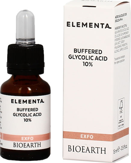 Bioearth Buffered Glycolic Acid 10% Anti-aging Serum Face with Hyaluronic Acid for Dark Spots & Whitening 15ml