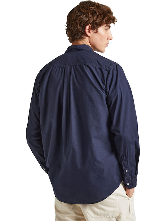 Long-sleeved Denim Shirt Navy Blue
