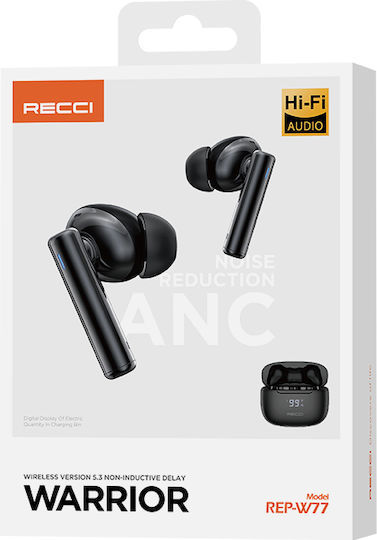 Recci Warrior TWS In ear Bluetooth хендсфри Слушалки с Кутийка за Зареждане Черен