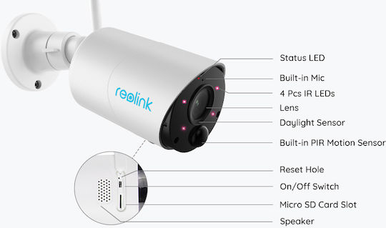 Argus ECO-V2 IP Κάμερα Παρακολούθησης Wi-Fi Full HD+ 3MP Αδιάβροχη Μπαταρίας με Αμφίδρομη Επικοινωνία