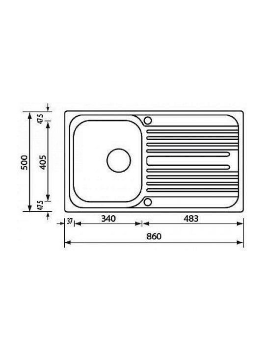 Sanitec Drop-In Мивка Ляв Inox Сатен Ш86xД50см Сребрист