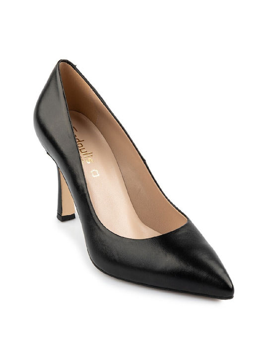 FM Leather Pointed Toe Black Heels