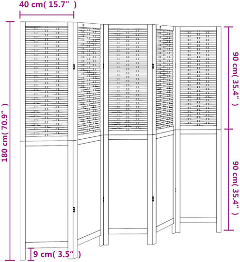 vidaXL Dekorativer Raumteiler Hölzernes mit 5 Paneelen 175x180cm