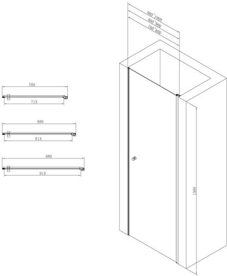 Sparke Duschwand für Dusche mit Aufklappbar Tür 80x190cm Sauberes Glas