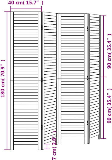 vidaXL Dekorativer Raumteiler Hölzernes mit 4 Paneelen 140x180cm