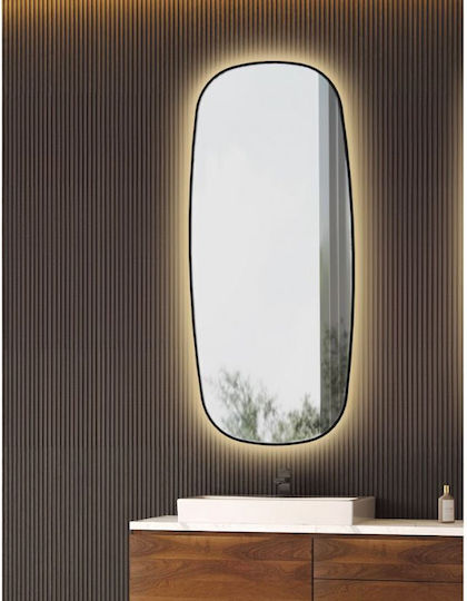Luminor Oglindă de Baie Lumini LED Atingere 50x110cm Negru