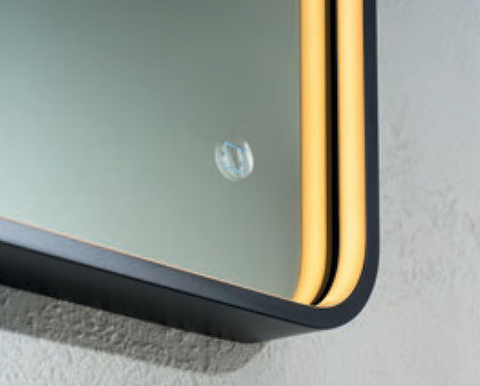 Luminor Rectangular Bathroom Mirror Led Metal 60x80cm Black