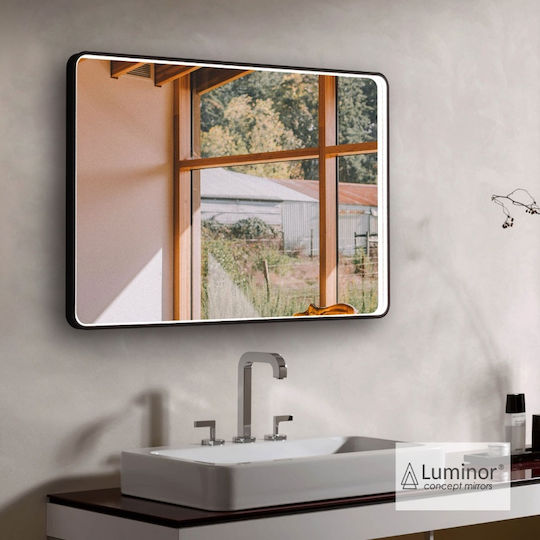 Luminor Badezimmerspiegel LED aus Metall 50x70cm Schwarz