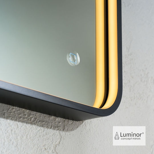 Luminor Badezimmerspiegel LED aus Metall 50x70cm Schwarz