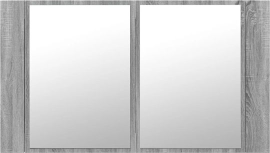 vidaXL Καθρέπτης Μπάνιου Led από Πλαστικό με Ράφι & Ντουλάπι 80x12cm Γκρι
