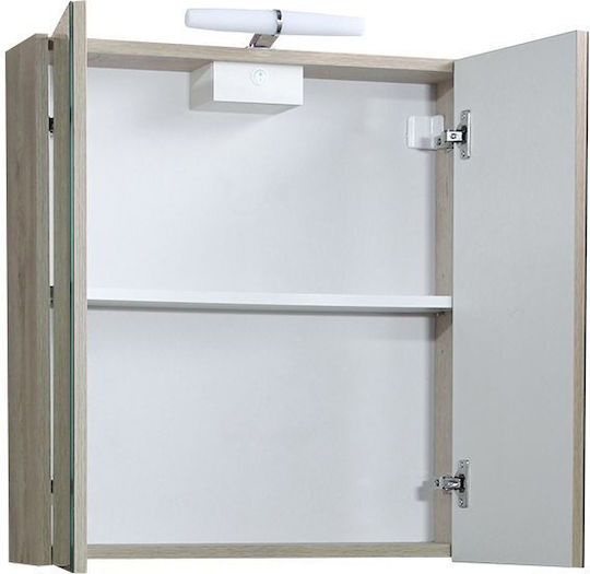 M-Mebel Badezimmerspiegel LED aus Kunststoff mit Schrank mit Länge 60cm Gray