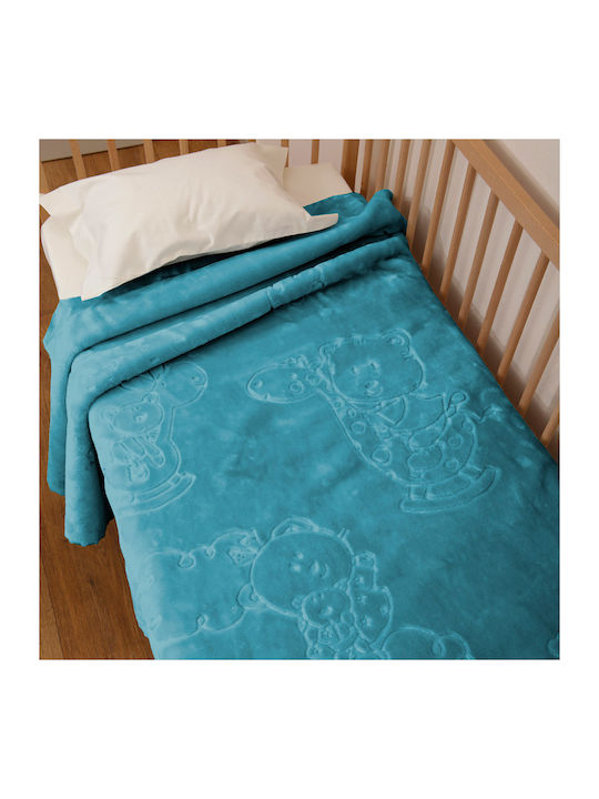 Anna Riska Blanket Nursery Swaddling Blankets Bear Velvet Petrol Blue Petrol Blue 110x80cm