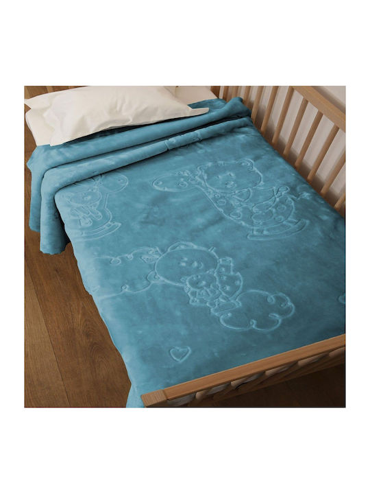 Anna Riska Blanket Nursery Swaddling Blankets Bear Velvet Petrol Blue Petrol Blue 110x80cm