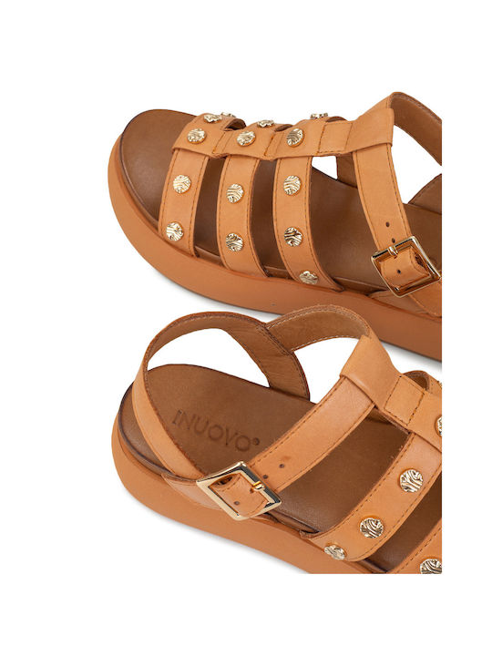 Women's Flat Sandals in Tabac Brown Color