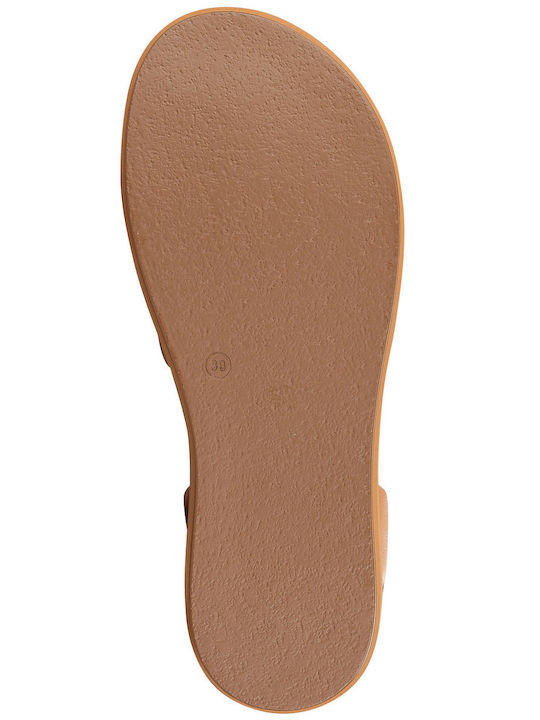Women's Flat Sandals in Tabac Brown Color