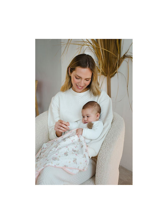 Interbaby Blanket Nursery Swaddling Blankets Elefante Fleece White 80x110cm