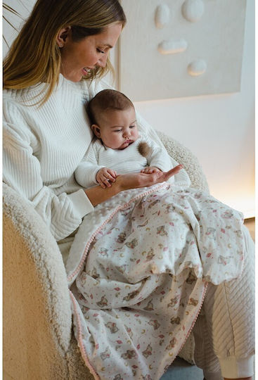 Interbaby Blanket Nursery Swaddling Blankets Elefante Fleece White 80x110cm