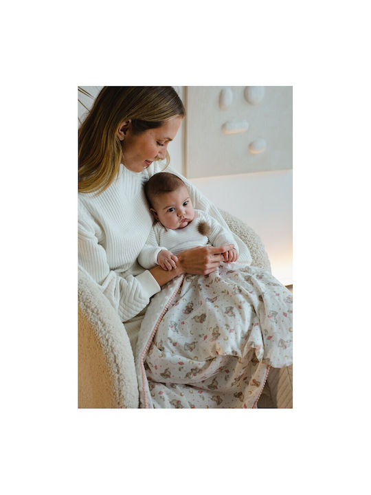 Interbaby Blanket Nursery Swaddling Blankets Elefante Fleece White 80x110cm