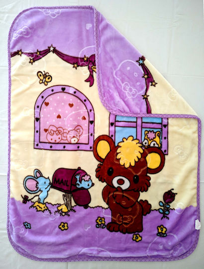 Decobebe Decke Kinderbett Mouse & House Samt Lila 100x130cm