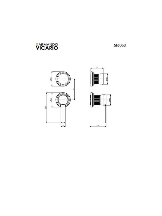 Armando Vicario Built-in Mixer & Diverter Set for Shower 3 Exits