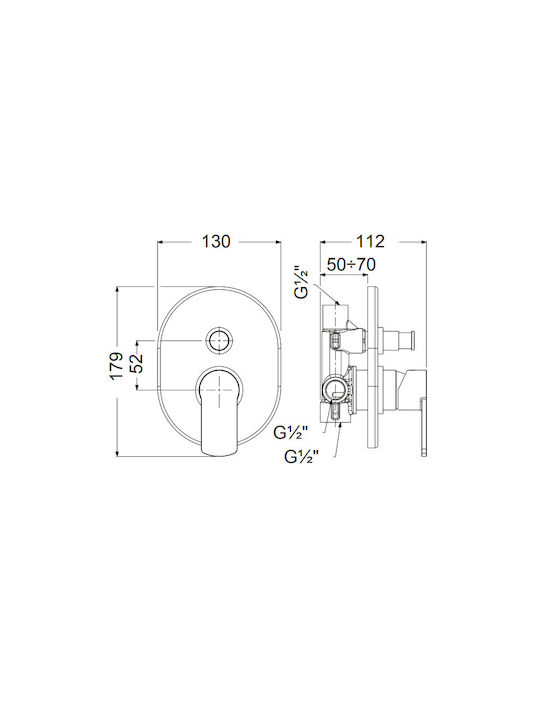 Armando Vicario Glam Built-in Mixer & Diverter Set for Shower 2 Exits