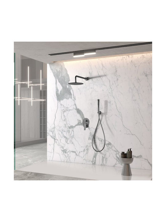 Imex Built-in Mixer, Hand Shower & Shower Head Set for Shower 2 Exits Gold