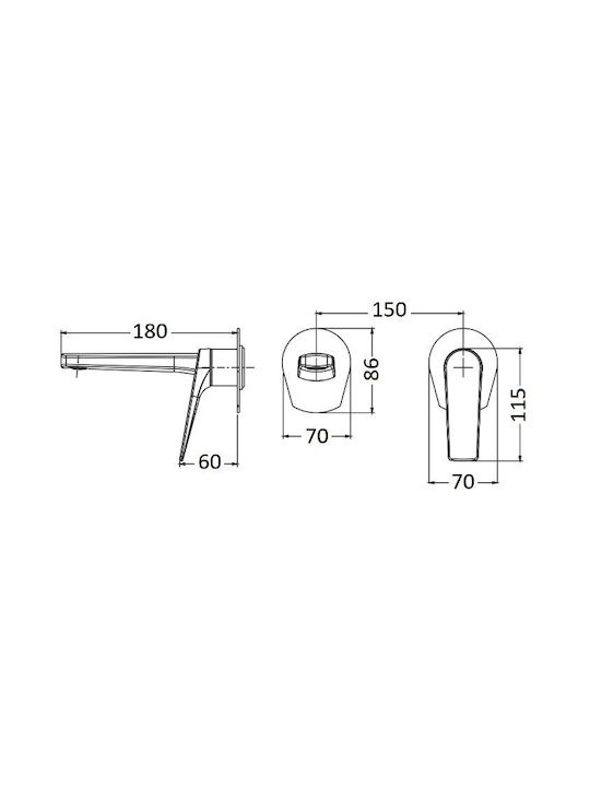 Imex Built-in Mixer & Spout Set for for Bathroom Sink 1 Exit Inox Silver